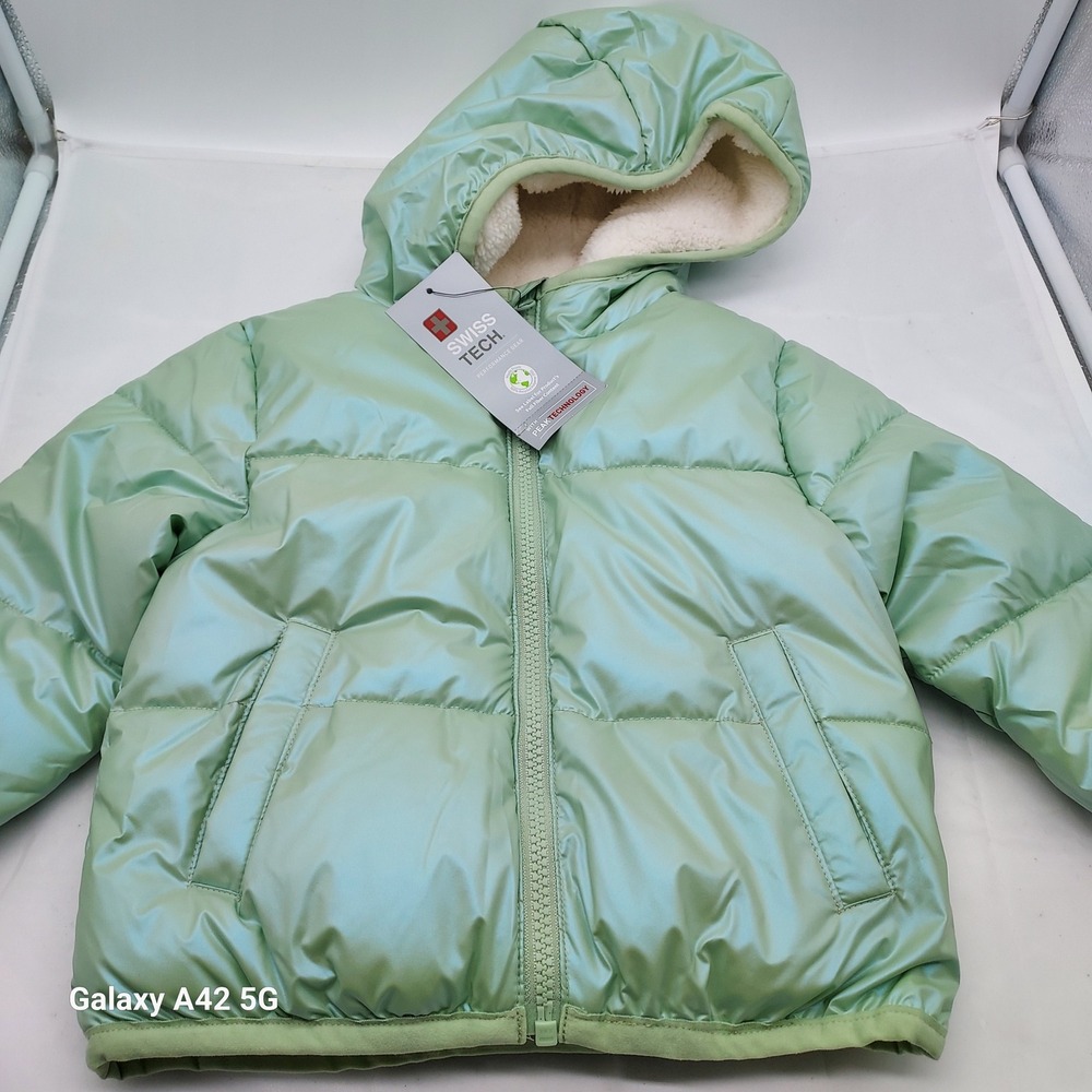 Kids Boys Girls Swiss Tech‎ Puffer Jacket Hooded Padded Winter Coat Size 18M